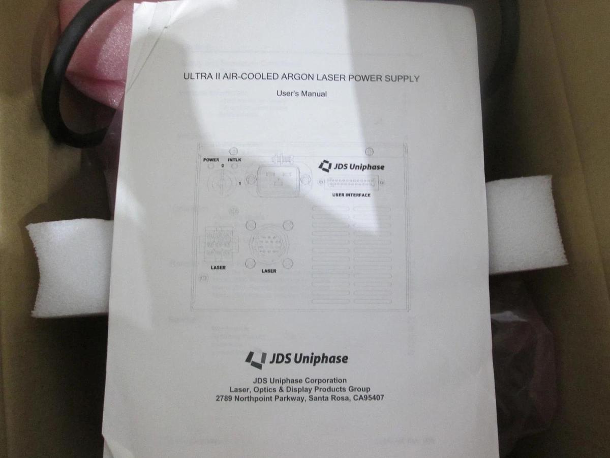 JDS, Uniphase, Ultra II Air-Cooled Argon Laser Power Supply w/ User's Manual,New