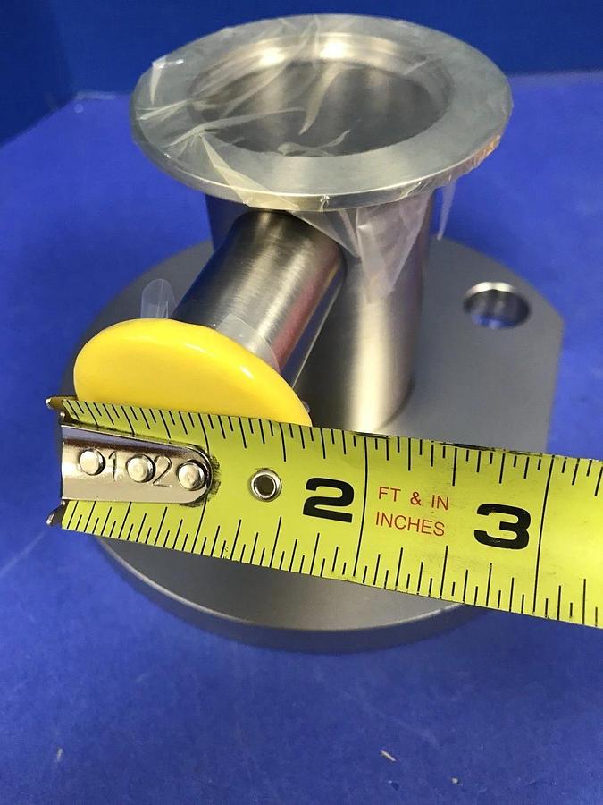 Stainless Steel Vacuum Pipe NW50 to 6"/5.5" Plate Flange w/ NW25 Port, Used