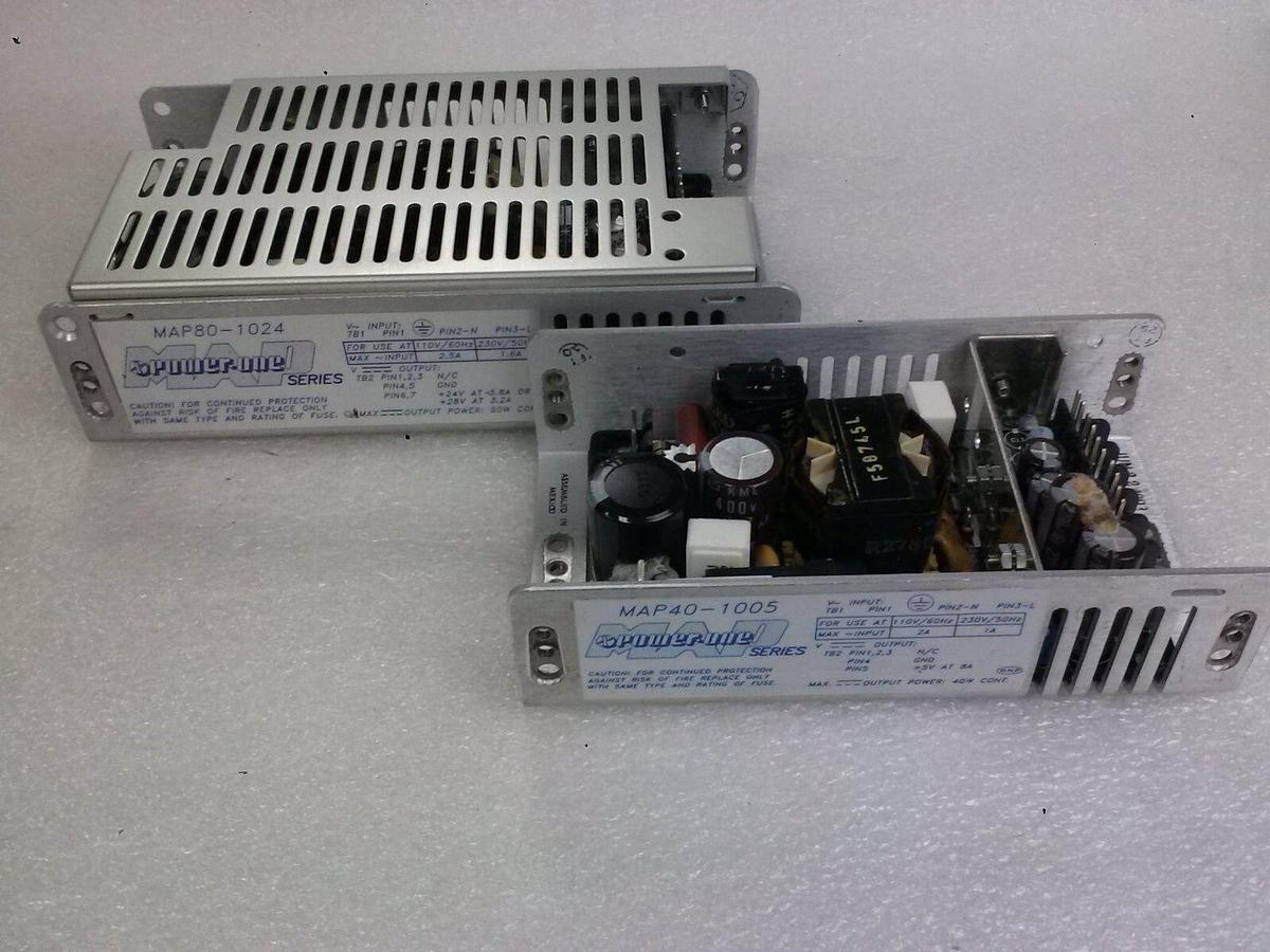 Used Power One MAP Series Power Supply, Lot of 2, MAP80-24 and MAP40-1005, Used