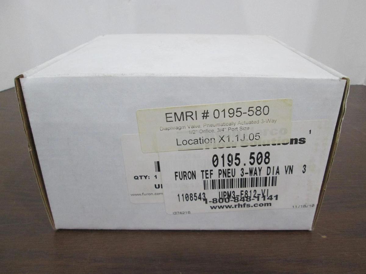 Furon, UPM3-F812-VI, Diaphragm Valve, 3-Way, 1/2" Orifice, 3/4" Port, New