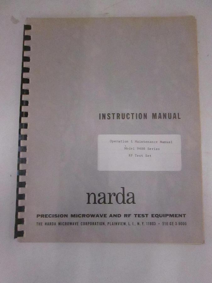 Used Narda Model 9400 RF Test Set Operation and Maintenance Manual, Used