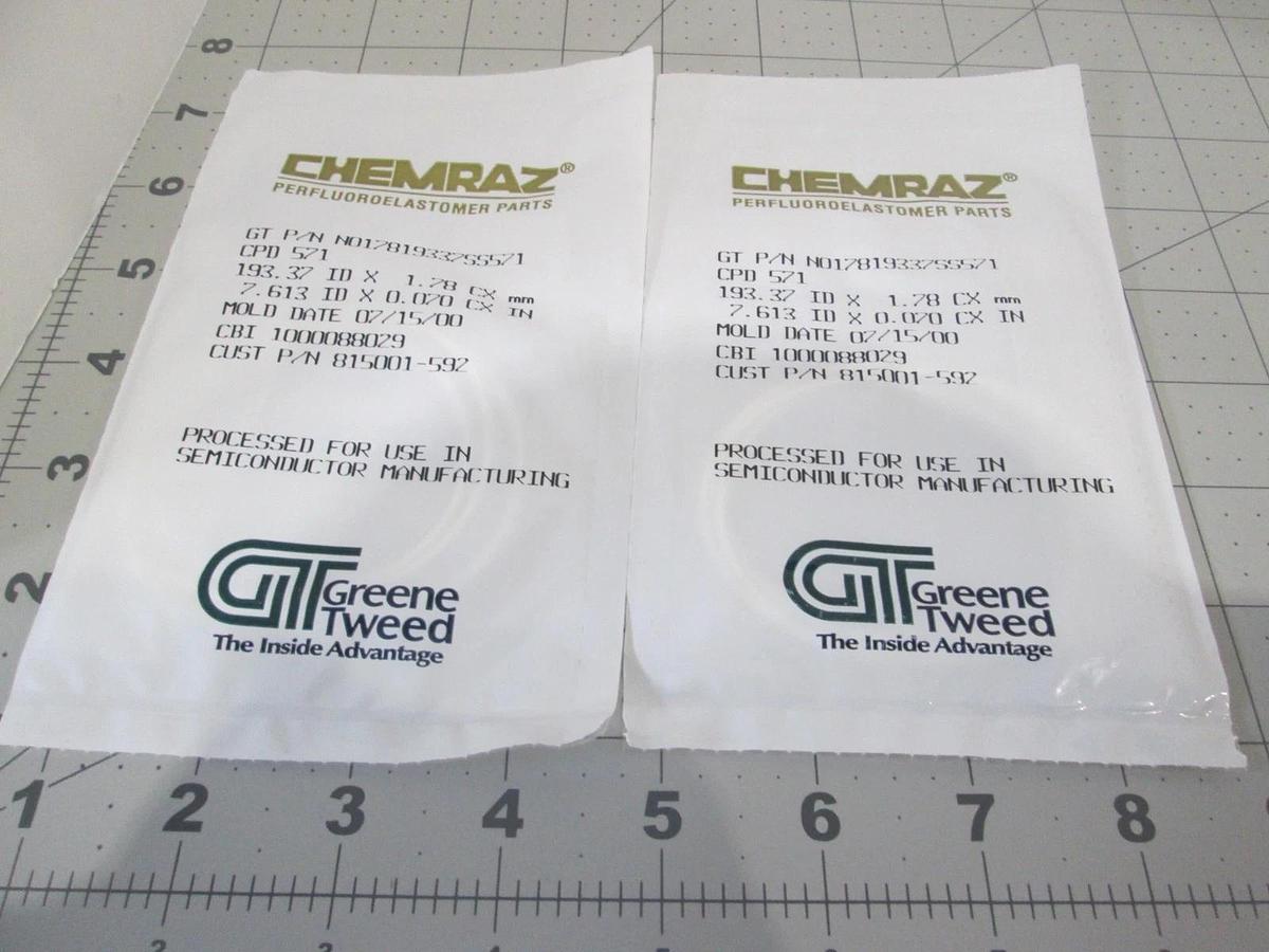 Chemraz, O-Ring, 7.613" ID, CPD 571, New, Lot of 2