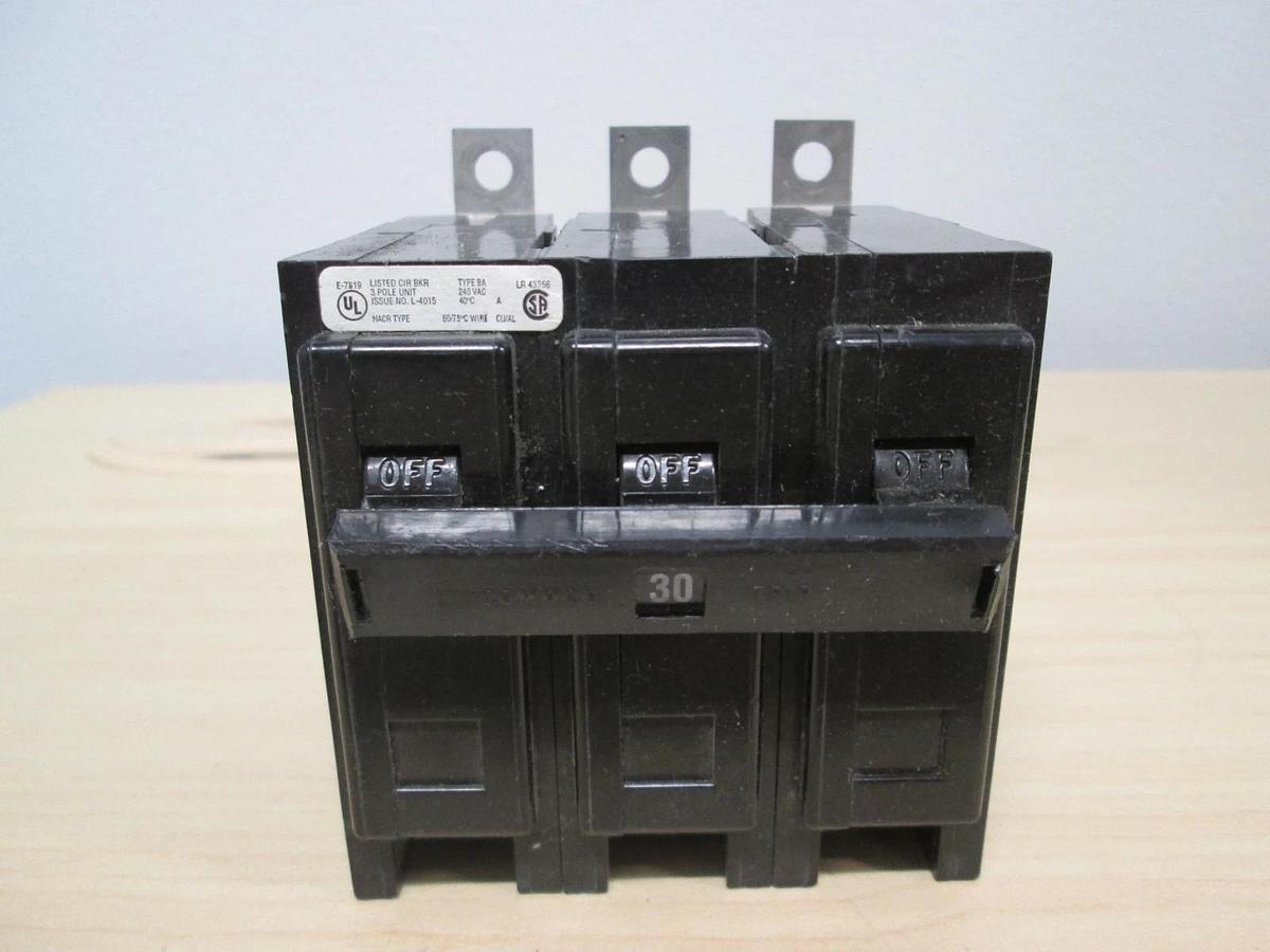 Used Square D, L-4015, Type BA, 3 Pole Circuit Breaker, 30A, Used