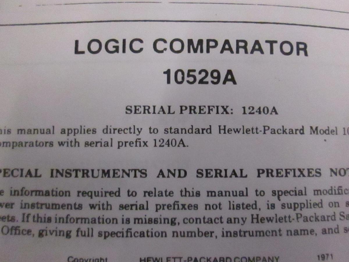 Used HP Logic Comparator 10529A Manual, Used
