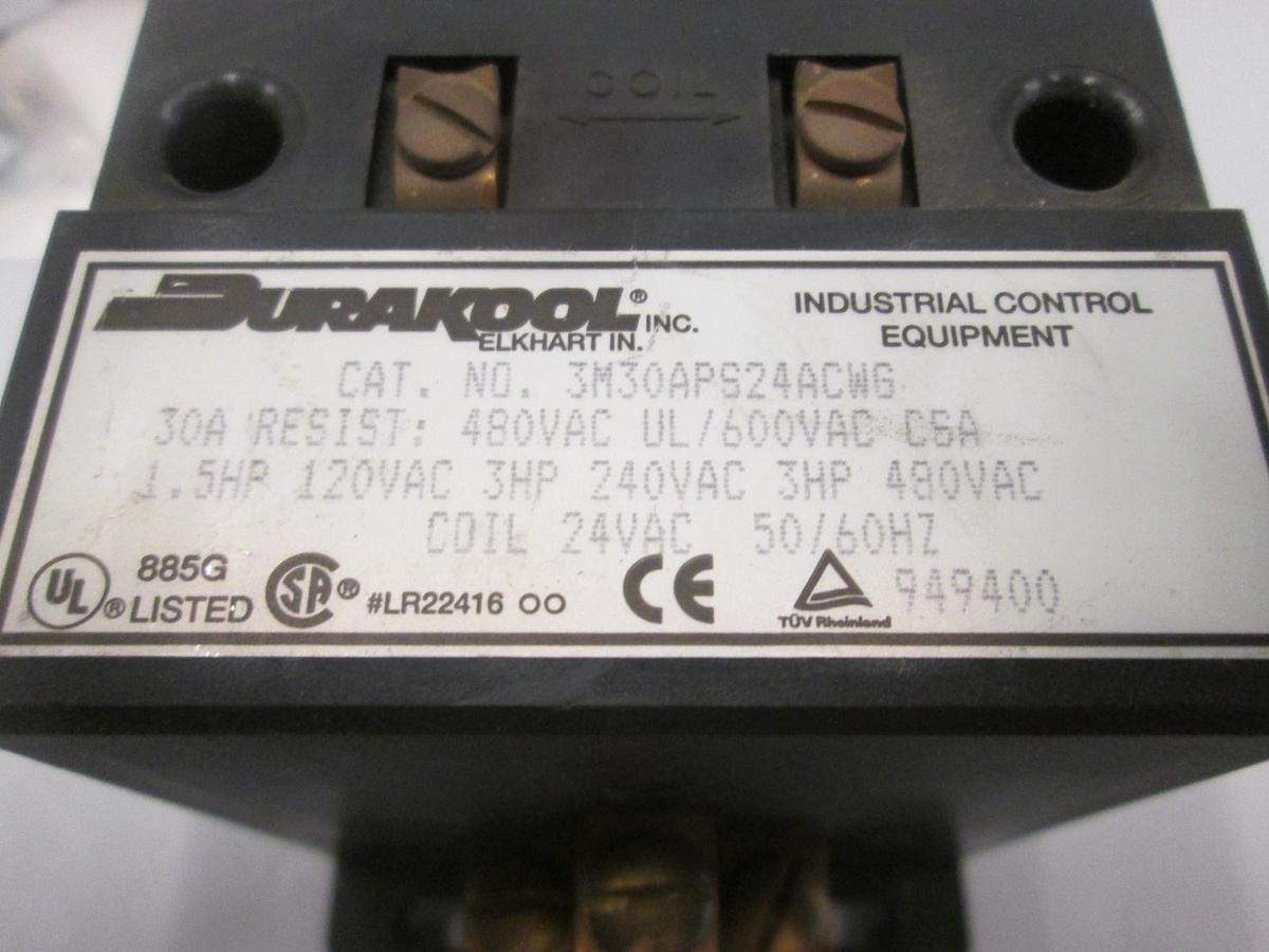 Durakool, 3M30APS24ACWG, Contactor, 24VAC Coil, New