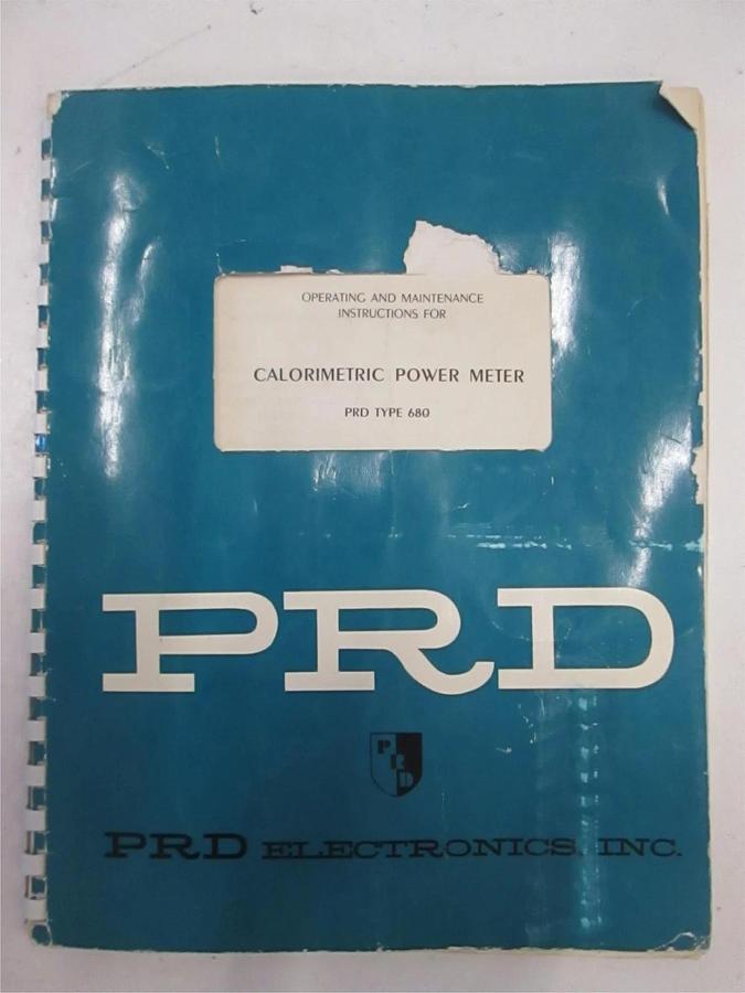 Used PRD Type 680 Calorimetric Power Meter Operating and Maintenance, Used