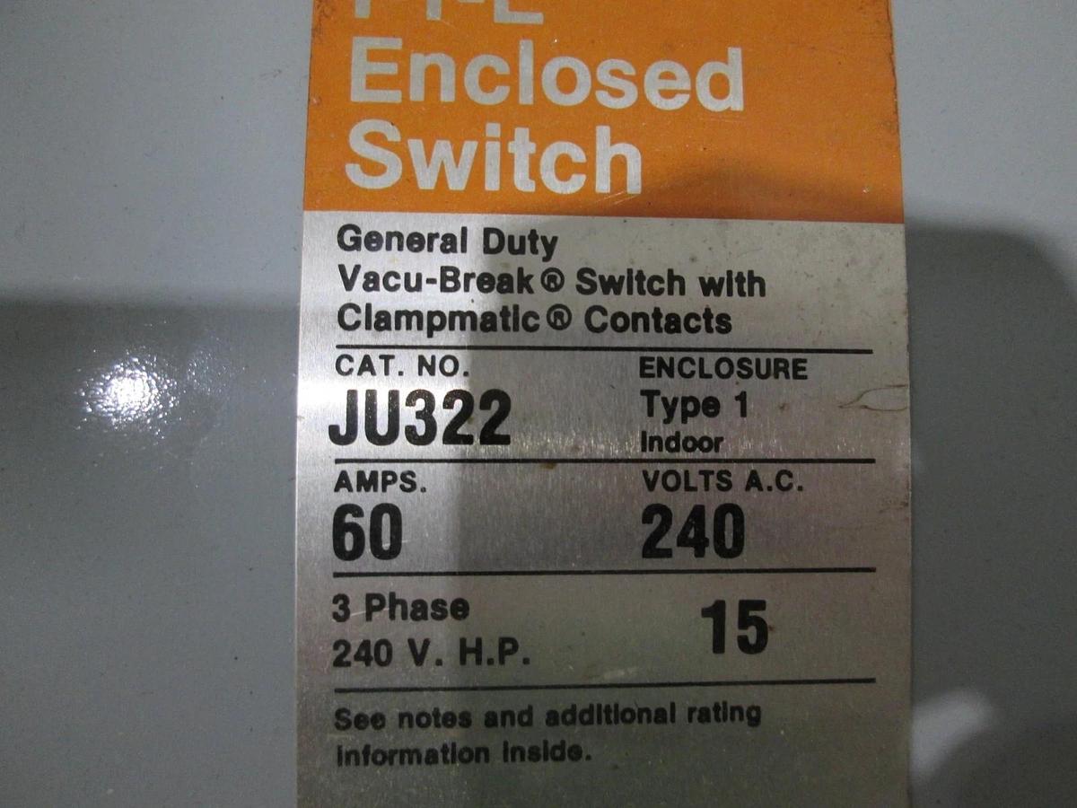 Used Siemens, I-T-E, JU322, Enclosed Switch, General Duty, Used