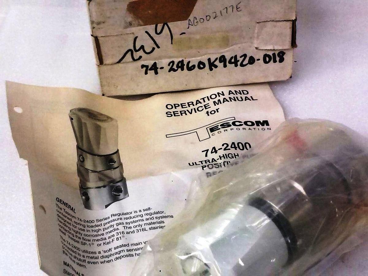 Tescom 74-2460K9420-018 1/4" stub Ultra High Purity Positive Seal Regulator, NIB