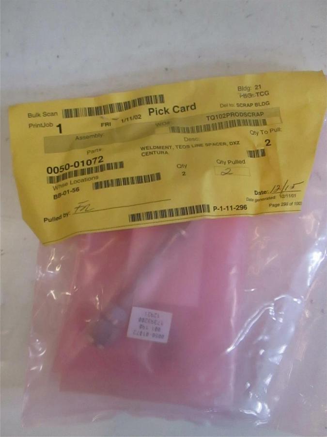 Used AMAT, 0050-01072, Weldment, Teos Line Spacer, DXZ Centura, New, Lot of 2