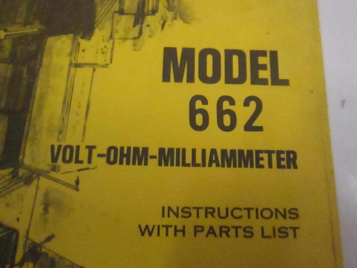 Used Weston Model 662 Volt-Ohm-Milliammeter Instructions w/ Parts List Used