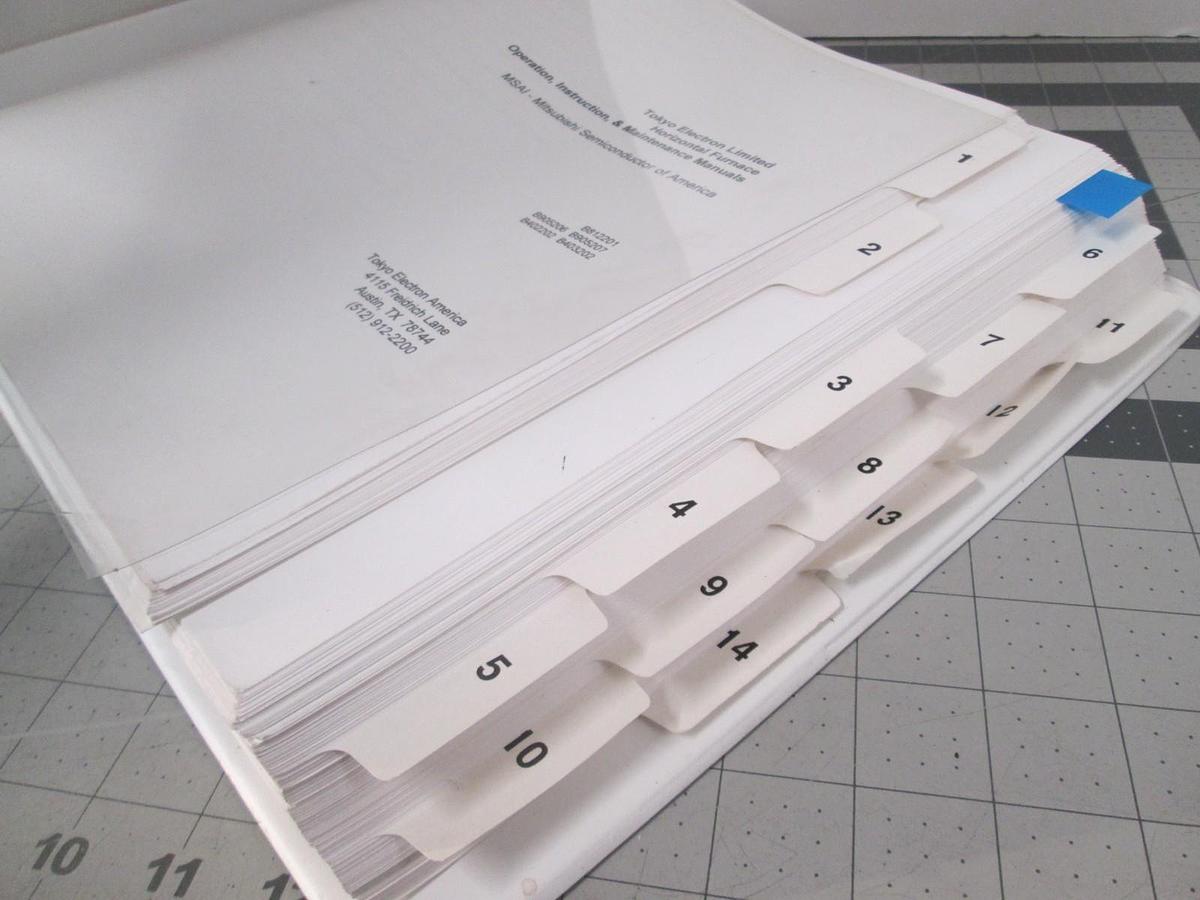 Used TEL Tokyo, Horizontal Furnace Operation, Instruction and Maintenance Manual, Use