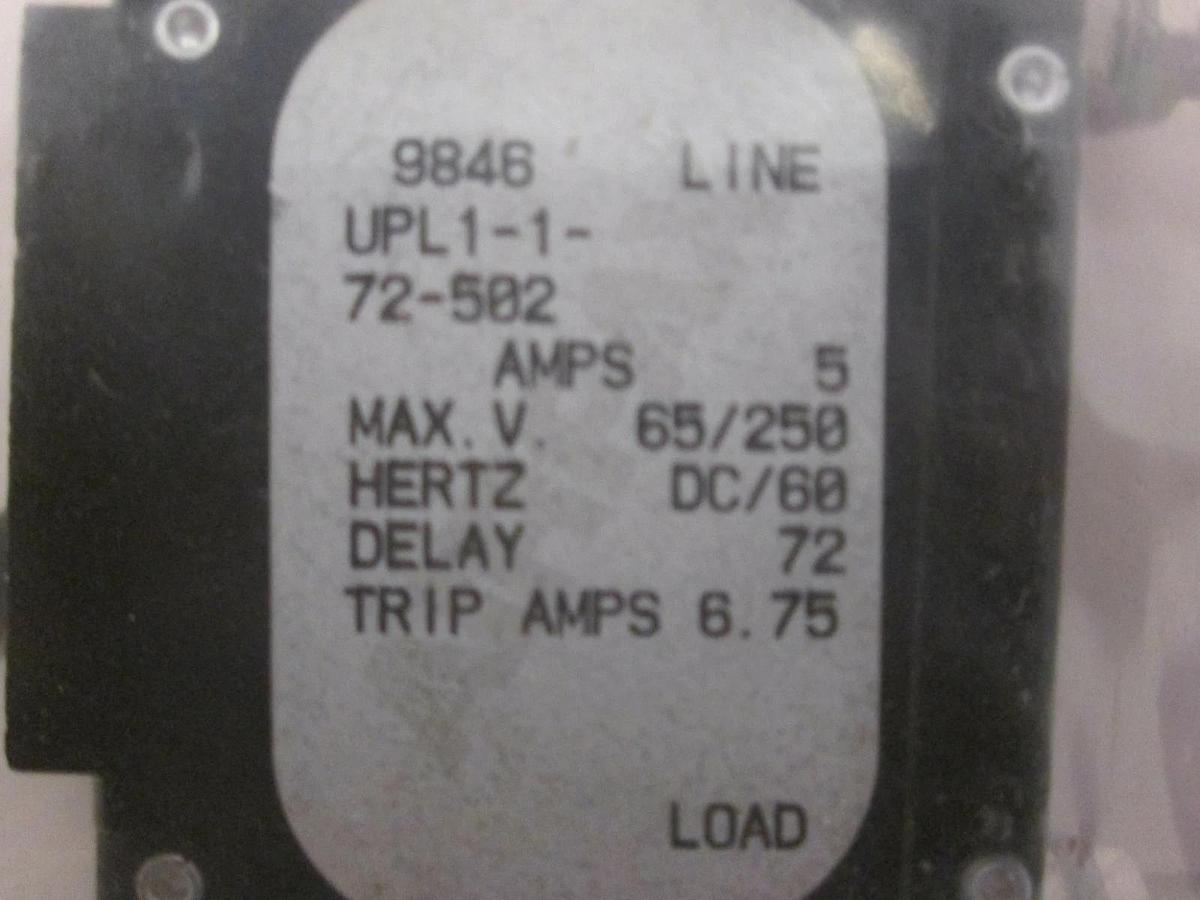Carling Switch, Circuit Breaker, UPL1-1-72-502, 5A, New, Lot of 2