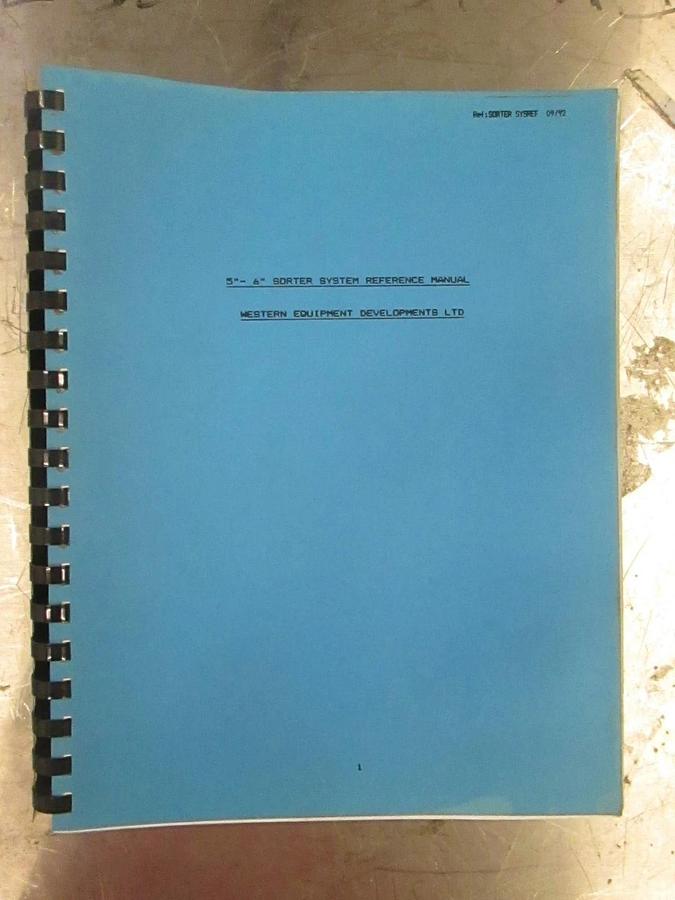 Used Western Equipment Developments 5"-6" Sorter System Reference Manual, Used