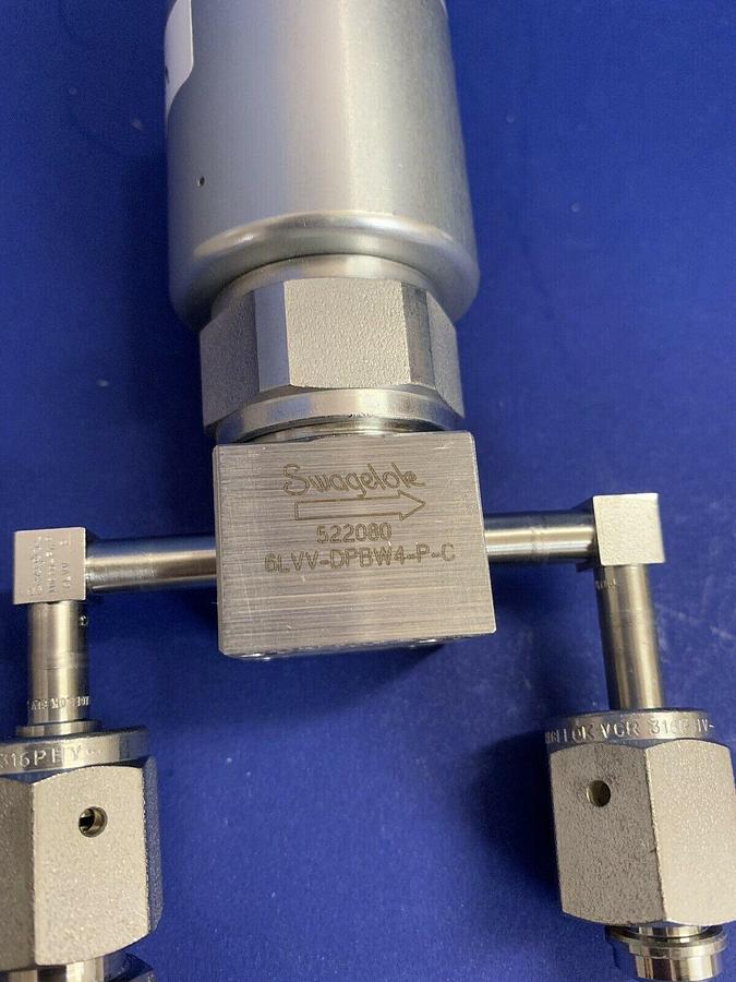 Used SWAGELOK 6LVV-DPBW4-P-C Diaphragm Valve Assy, Normally Closed, 1/4" FVCR, Used