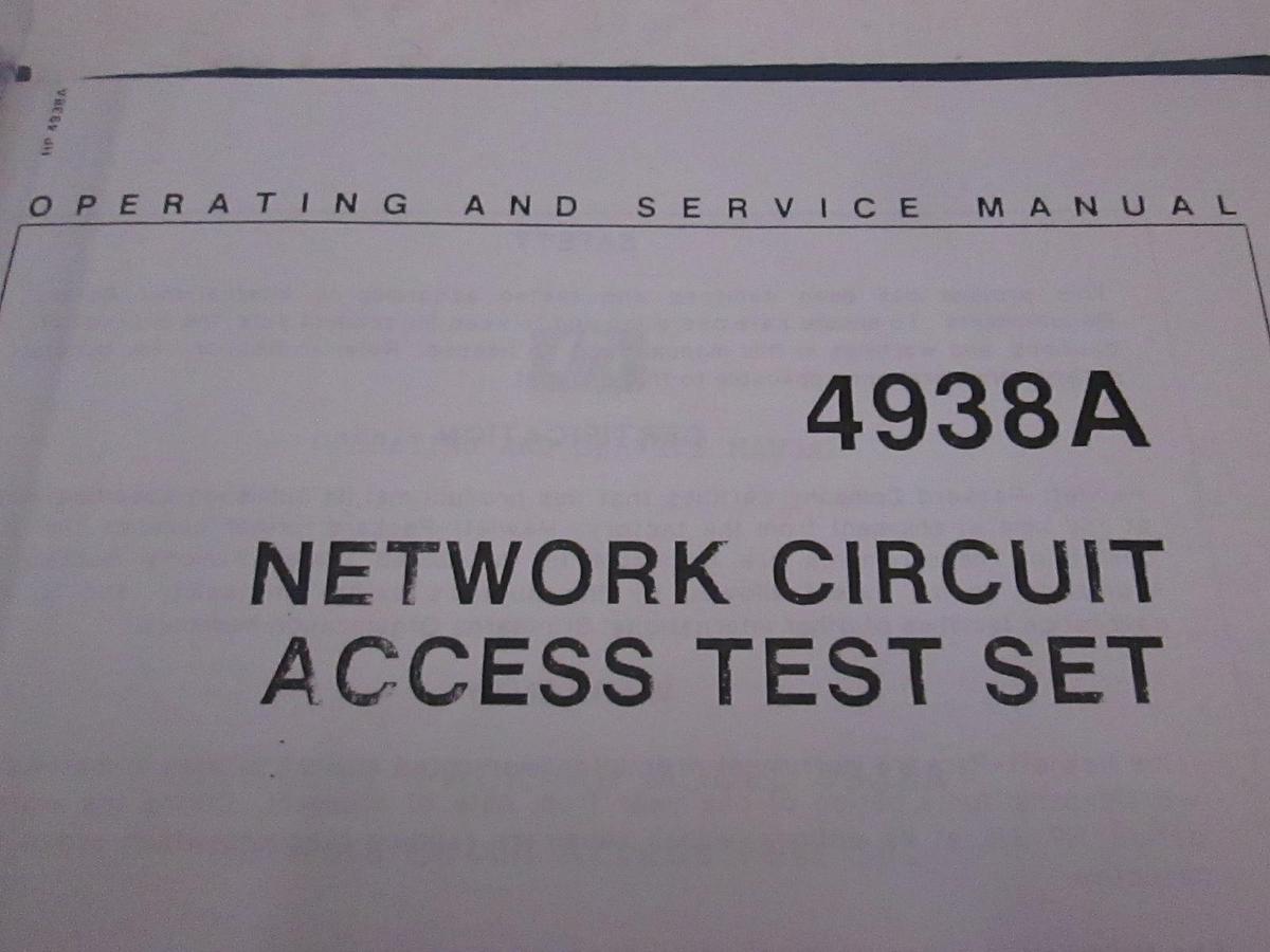 Used HP 4938A Network Circuit Access Test Set Operating and Service Manual, Used
