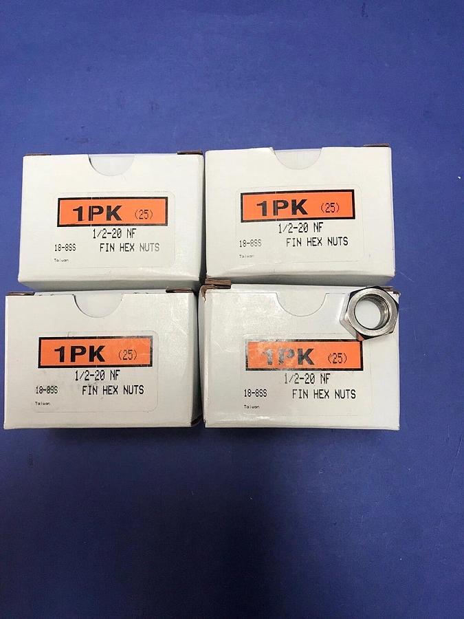 1/2-20 NF Fine Thread Hex Nut, Stainless Steel, Lot of 75
