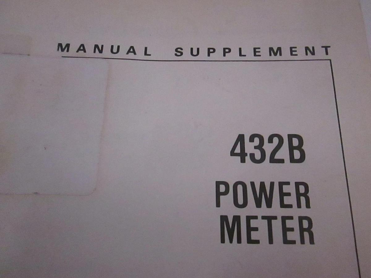 Used HP Manual Supplement for 432B Power Meter, Used