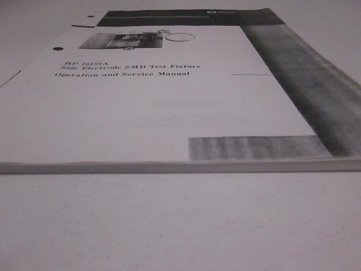 Used HP 16191A Side Electrode SMD Test Fixture Operation/ Service Manual, Used