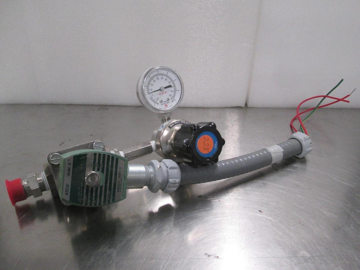 Used Veriflo Gas Regulator Assy, IR401S-4PB-V1-4, w/ 30-0-100 PSI Gauge, Used