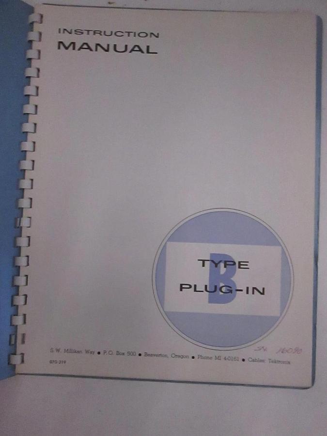 Used Tektronix Type B Plug-In Instruction Manual, Used