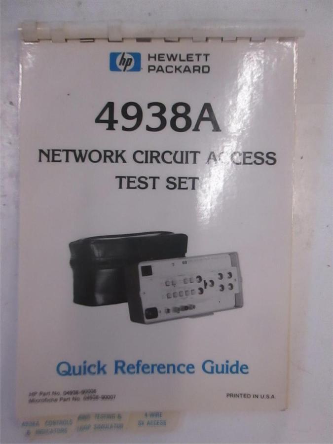 Used HP 4938A Network Circuit Access Test Set Quick Reference Guide, Used