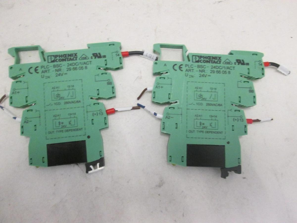 Used Phoenix Contact, PLC-BSC-24DC/1/ACT Relay, Used, Lot of 2