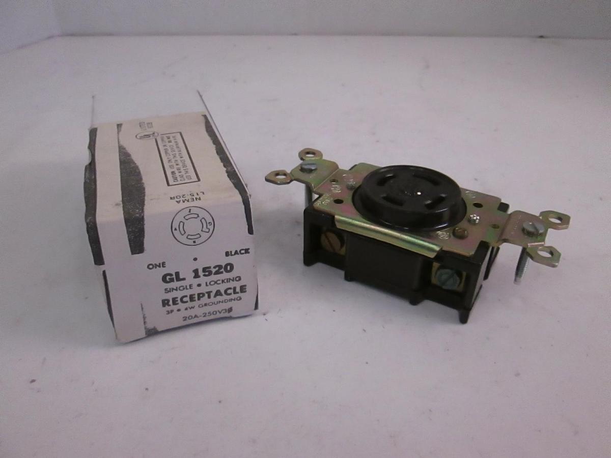 General Electric, GL1520 Single Locking Receptacle, 4W Grounding, New
