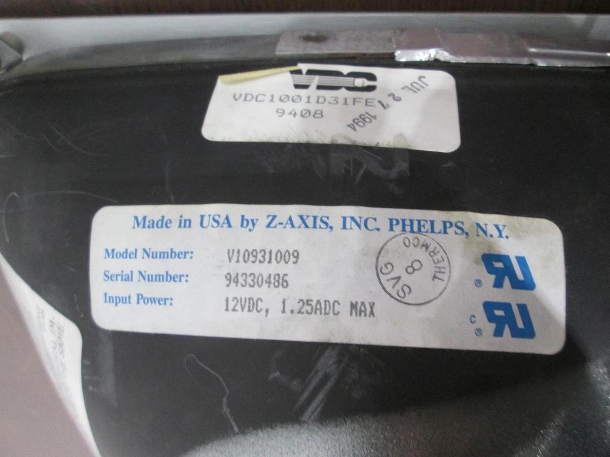 Used Z-Axis, Inc. Phelps, V10931009, VDC1001D31FE, CRT Monitor Display, Used