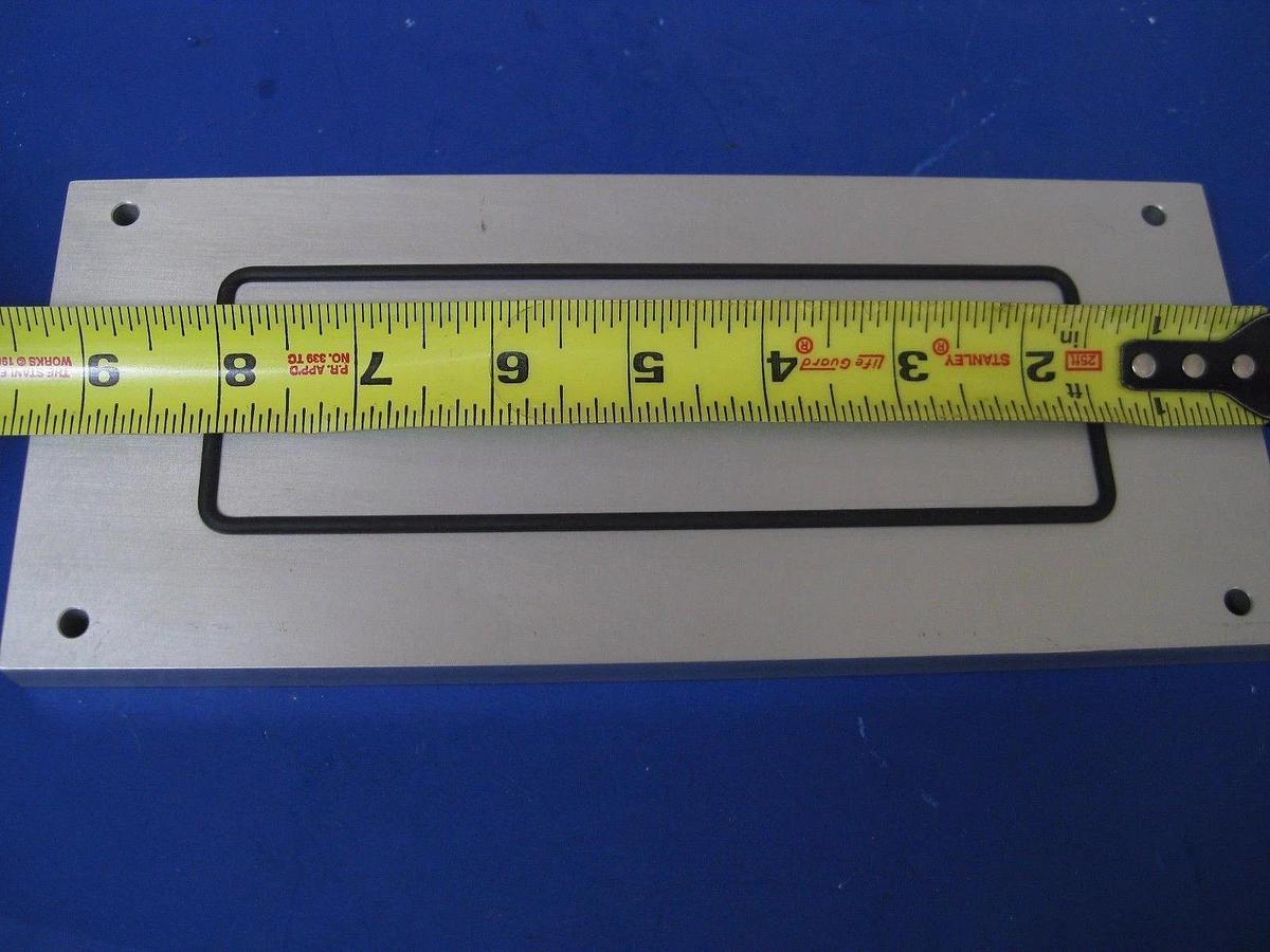 Used Leak Check Plate, 9.5" x 4" w/ 6.5" x 2.25" O-Ring, Used