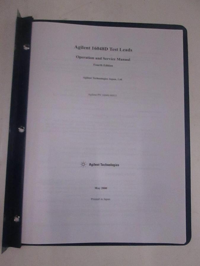 Used Agilent 16048D Test Leads, Operation and Service Manual, Used