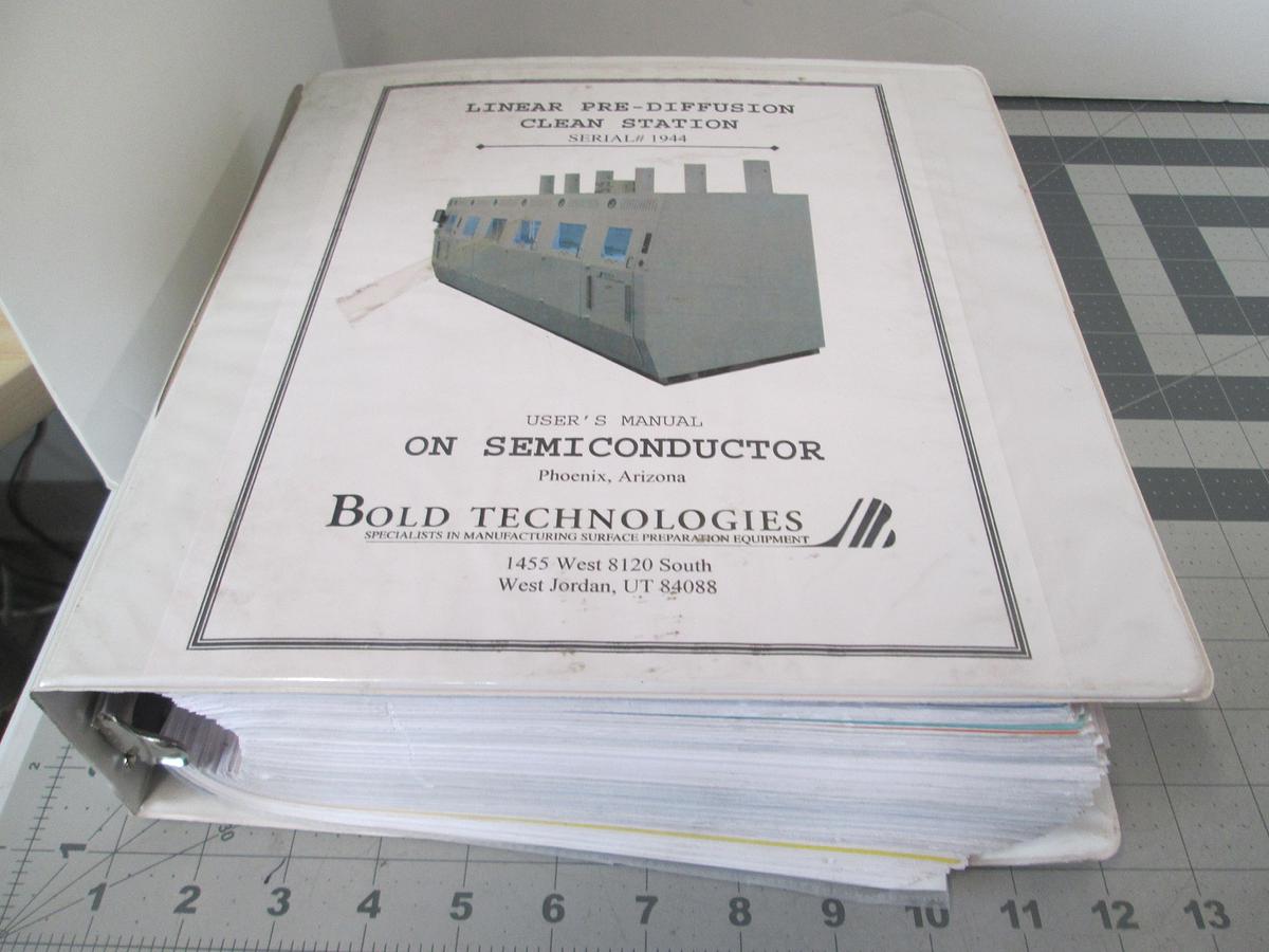 Used Bold Technologies, 1944, Linear Pre-Diffusion Clean Station, User Manual, Used
