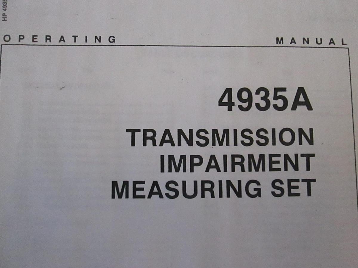 Used HP 4935A Transmission Impairment Measuring Set Operating Manual Used