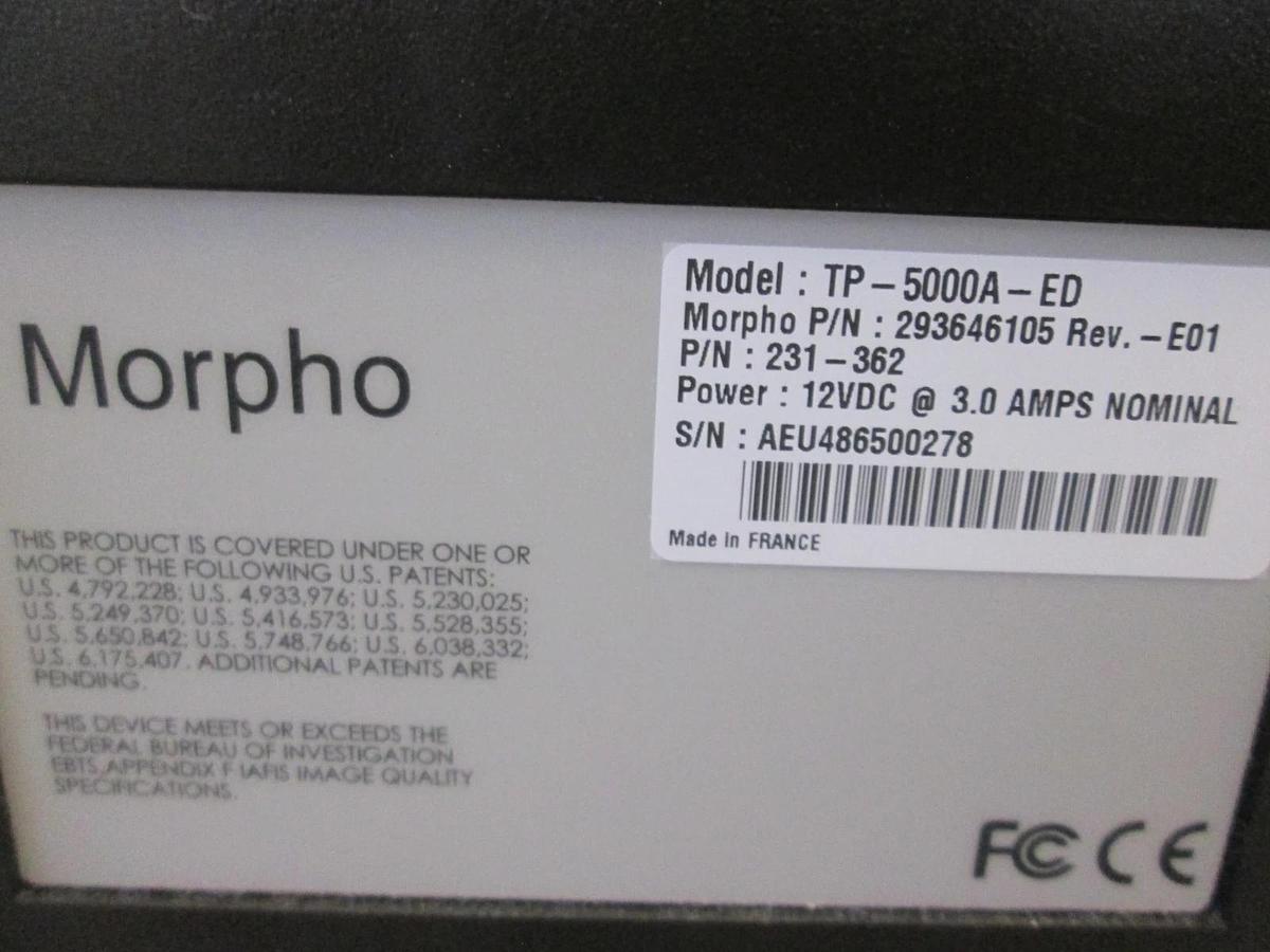 Used Safran Morpho, TP-5000A-ED, Finger Print Scanner, 12VDC, 3A, Used