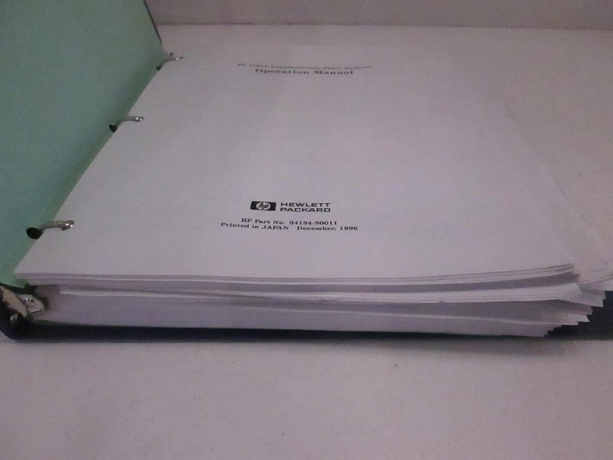 Used HP 4194A Impedance/Gain-Phase Analyzer Operation Manual, Used