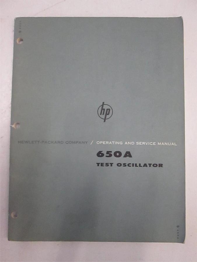 Used HP 650A Test Oscillator Operating and Service Manual, Used