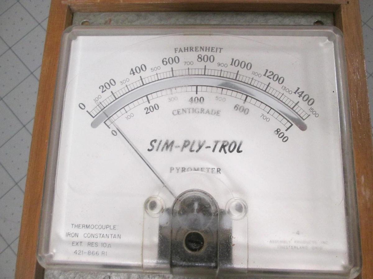 Assembly Products, 421-866 R1 SLM-PLY-TROL Pyrometer w/ Classic Wood Box, New