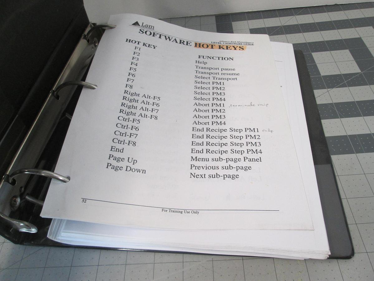 Used LAM, Alliance Etch Maintenance, Level 3 Software Guide, Used