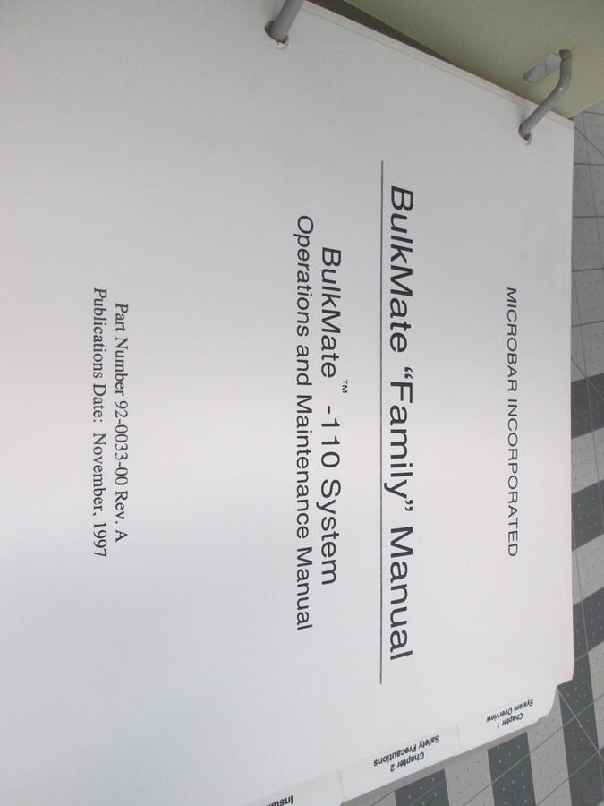 Used Microbar Systems, Bulkmate 110 System Operation and Maintenance Manual, Used