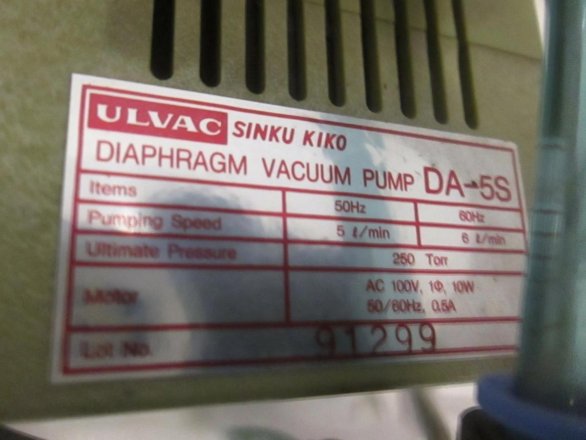 Used Ulvac Diaphragm Vacuum Pump DA-5S, 100VAC 250TORR, Used