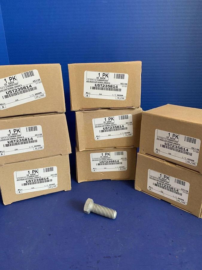 Hex Head Cap Screw UST235814 , 1/2"-13 x 1-1/2" Armor Coat Steel, Lot of 80 New