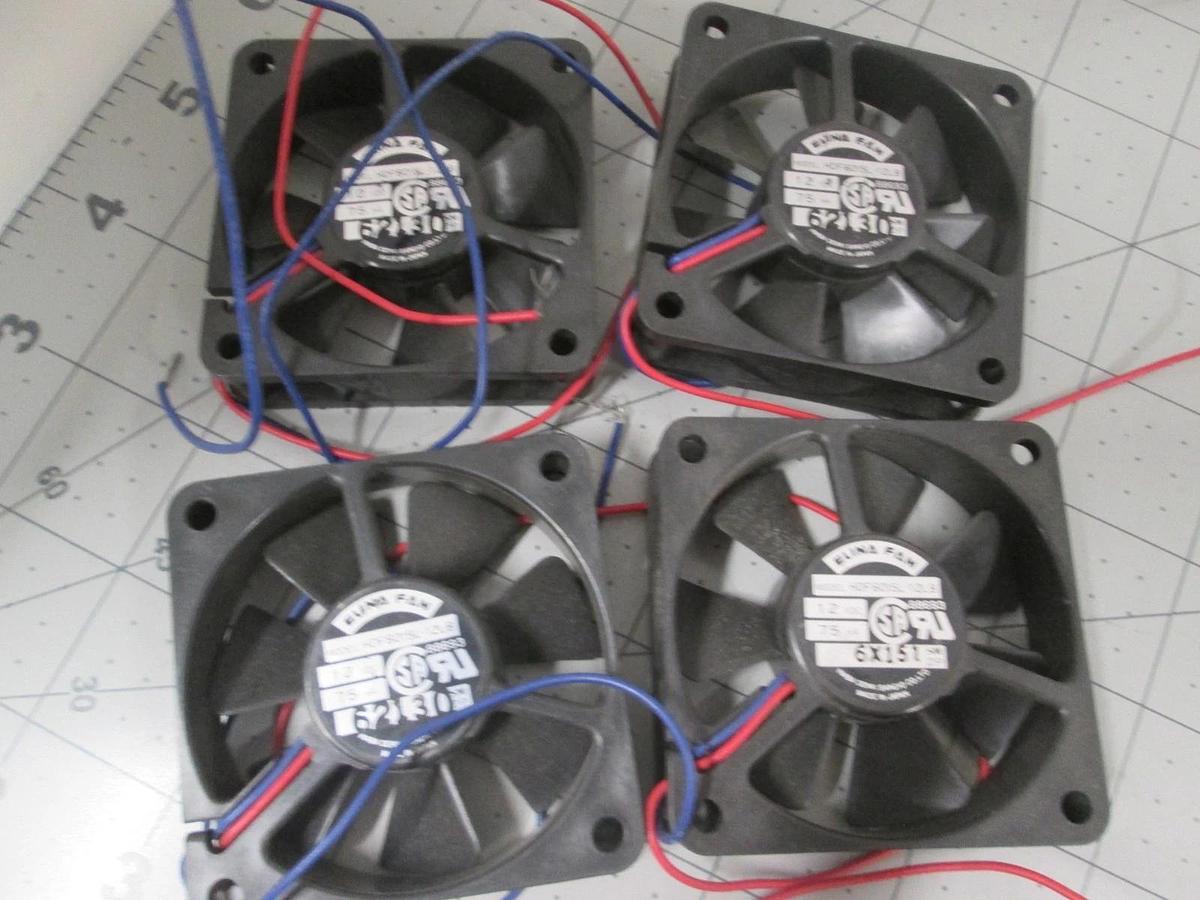 Used Elina Fan, HDF6015L-12LB, 12VDC, 75mA, Used, Lot of 4