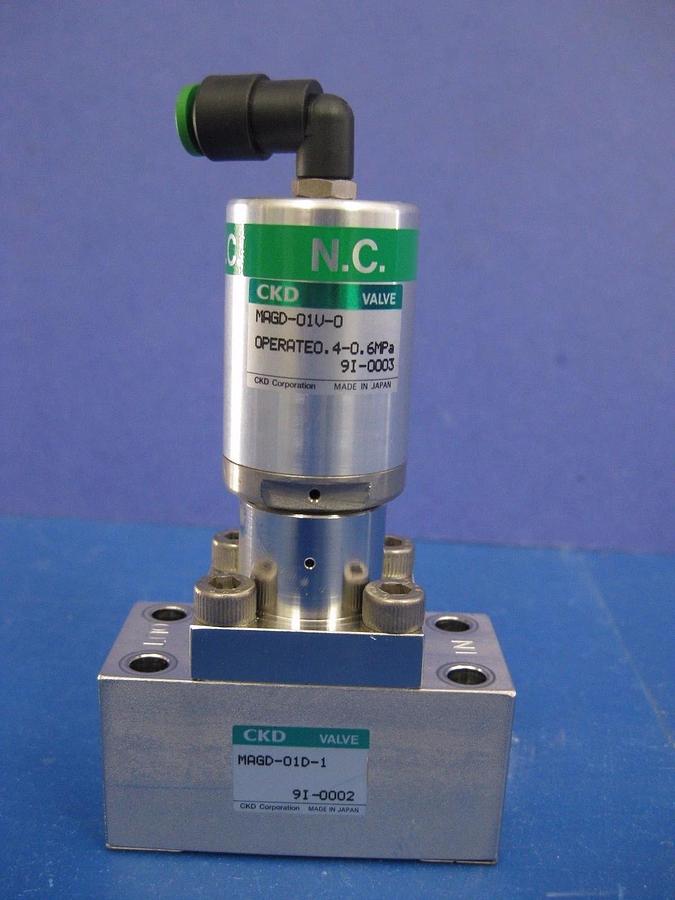 Used CKD MAGD-O1D-1 Air Operated Block Valve, N.C., Lot of 2 Used