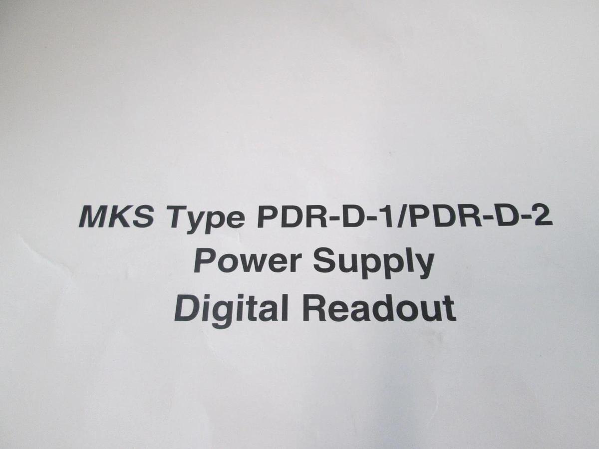 Used MKS, Type PPDR-D-1/PDR-D-2 Power Supply Instruction Manual, 107321-P1, Used