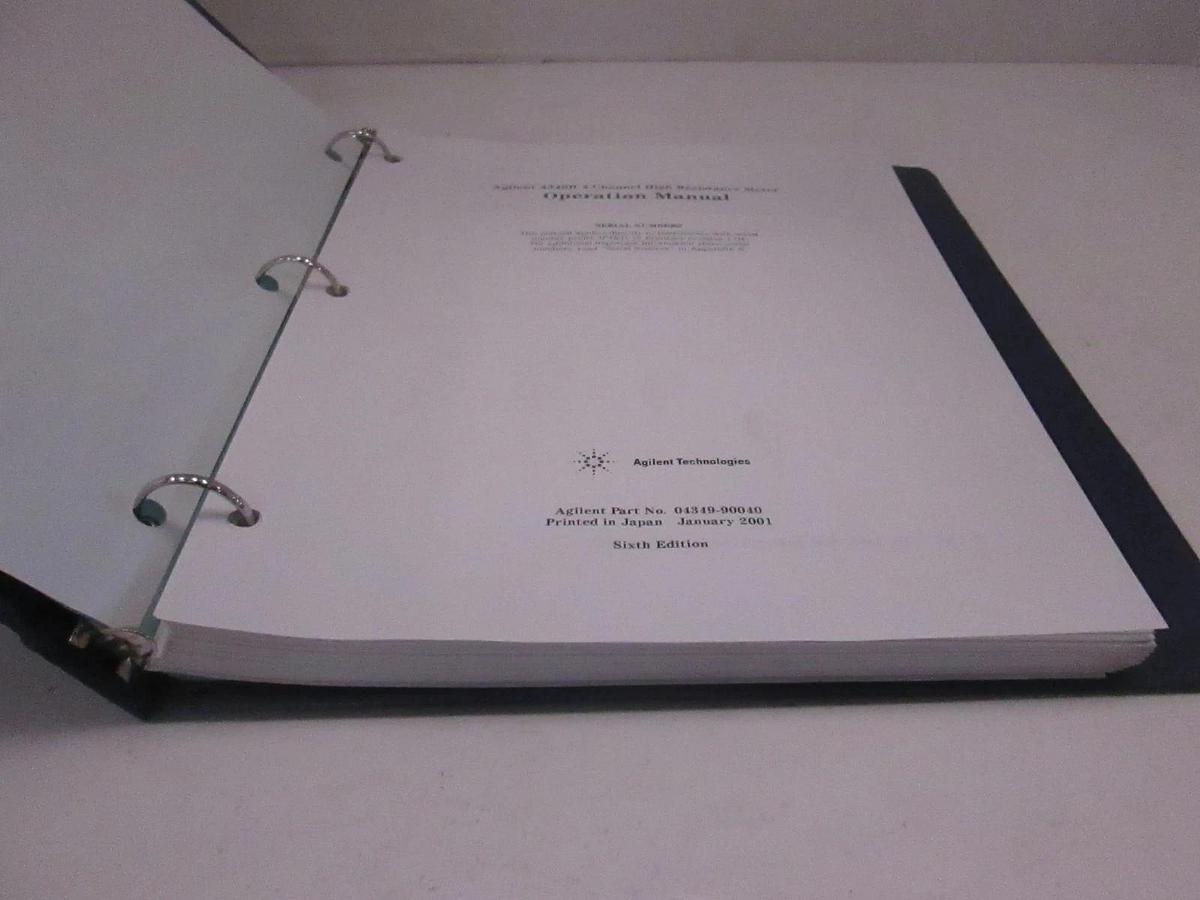 Used Agilent 4349B 4-Channel High Resistance Meter Operation Manual, Used