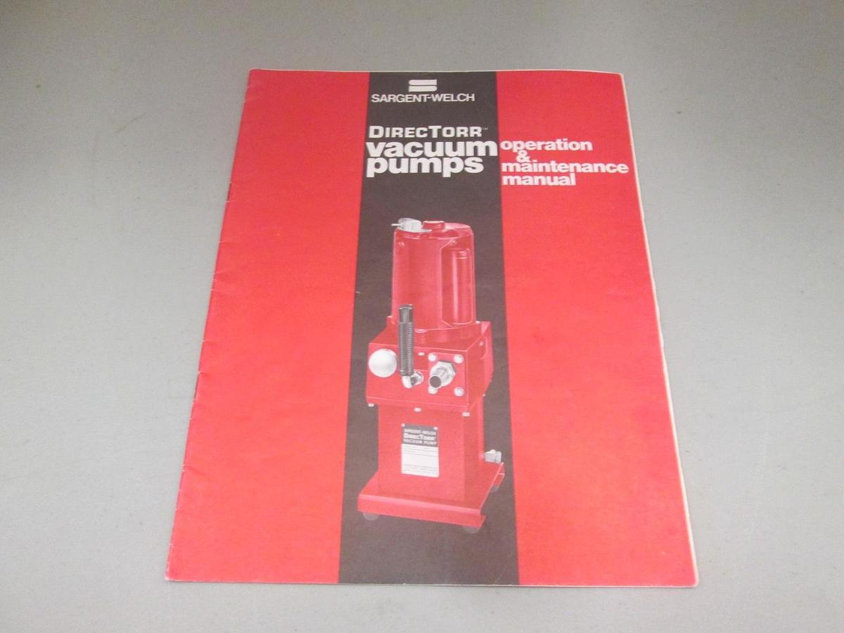 Used Sargent-Welch, 41-2937DirecTorr Vacuum Pump Operation & Maintenance Manual, Used