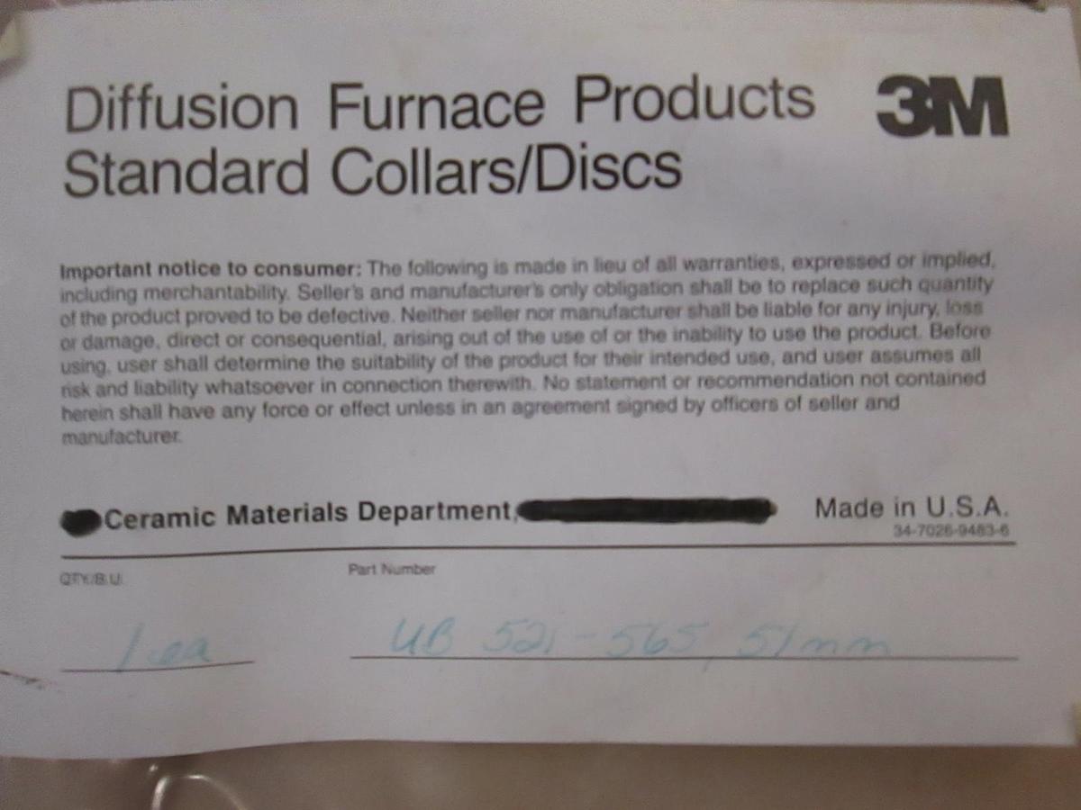 3M Diffusion Furnace Products, Standard Collar/ Disc, UB 521-565, 51MM
