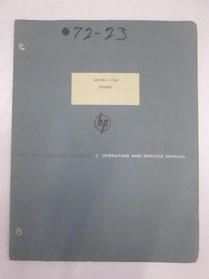 Used HP Model 510A Mixer Operating and Service Manual, Used