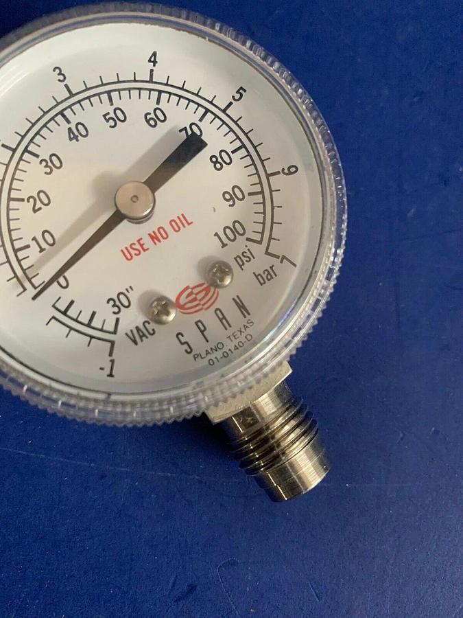 Used Span Pressure Gauge 30-0-100 psi, 1/4" MVCR, Used