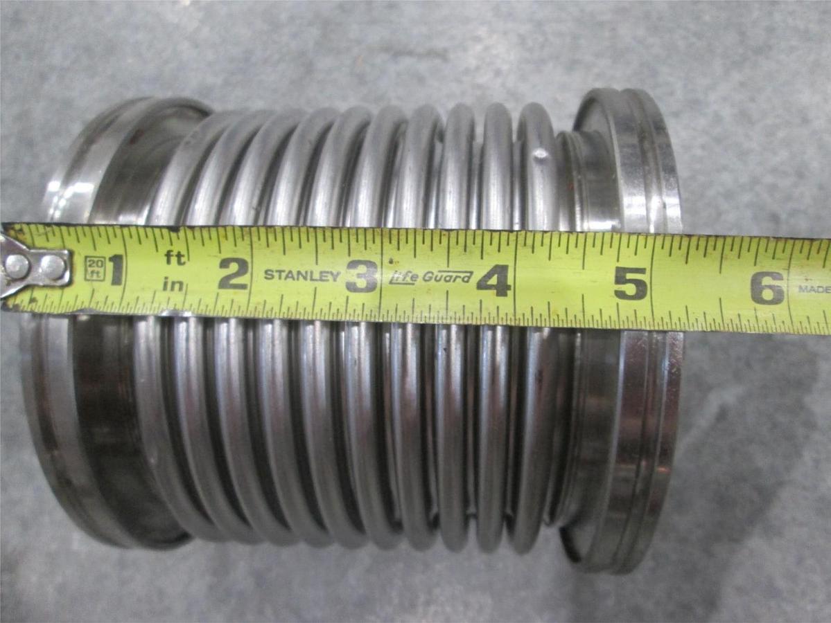 Used Stainless Steel Formed Bellows Vacuum Pipe/Hose, 5"L, 127MM Flange, Used