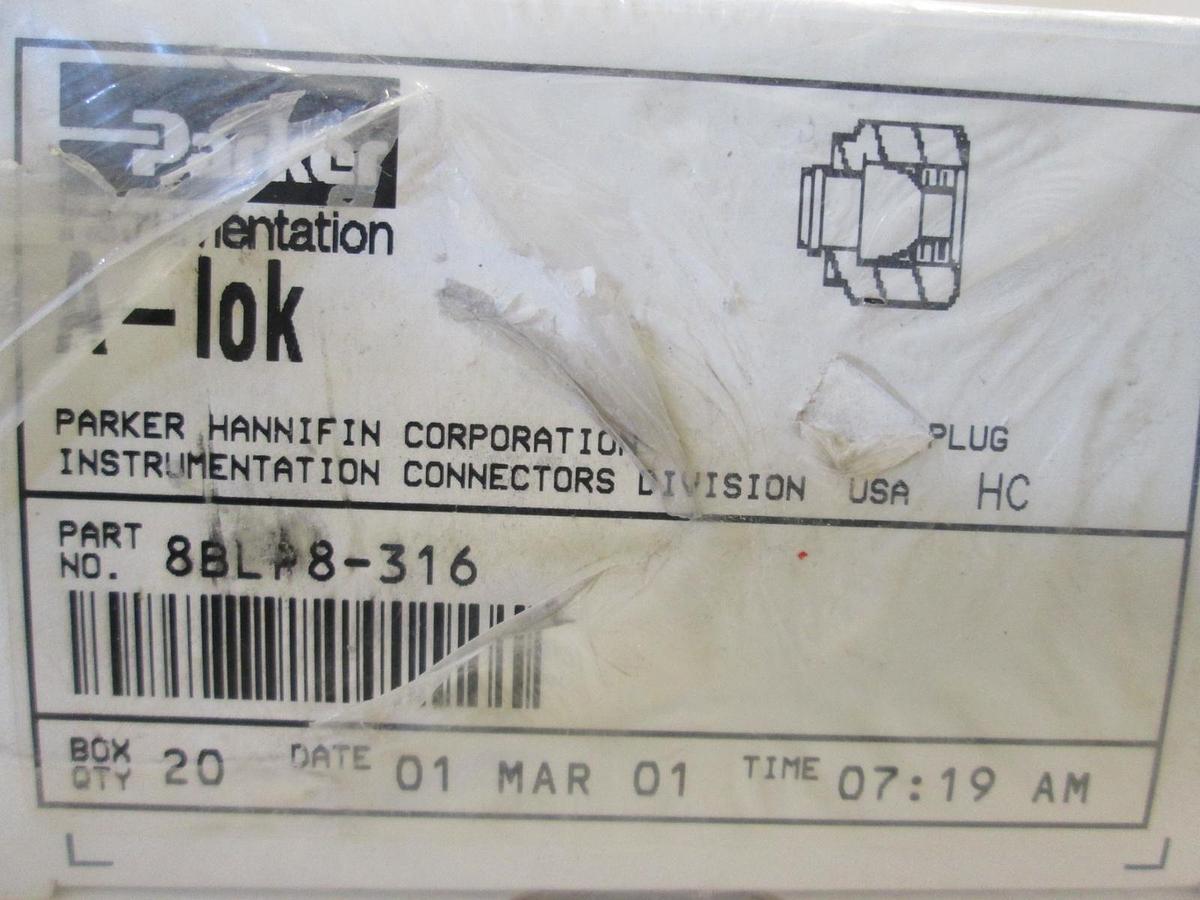 Parker, 8BLP8-316, A-Lok Plug Box of 20, New, Original Packaging